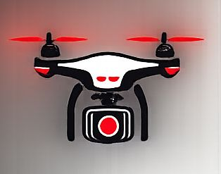 Drohne mit Kamera als Symbol für Event- und Luftaufnahmen